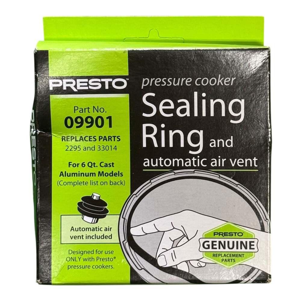 Presto 09901 Pressure Cooker Sealing Ring and Automatic Air Vent for 6 Qt. Model